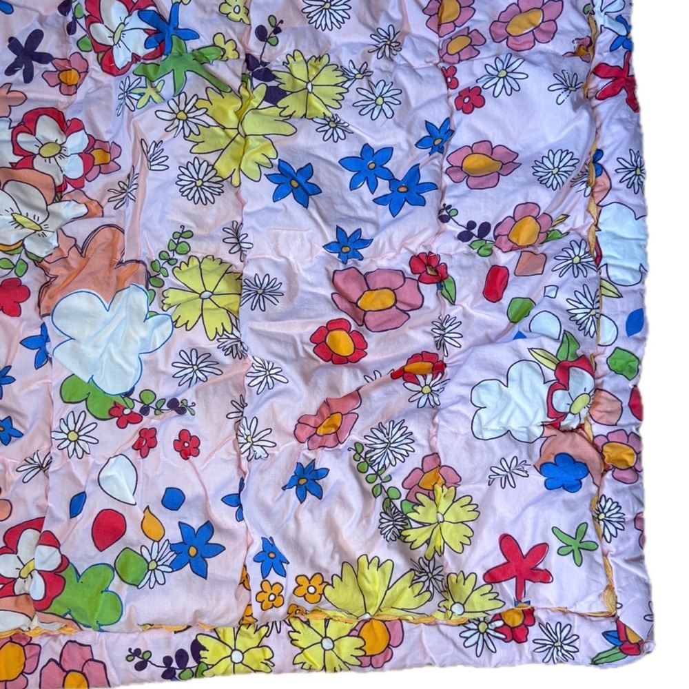 The Land Of Nod Shabby Floral Quilted Pillow Sham Flower Power Whimsical Playful - Picture 2 of 6